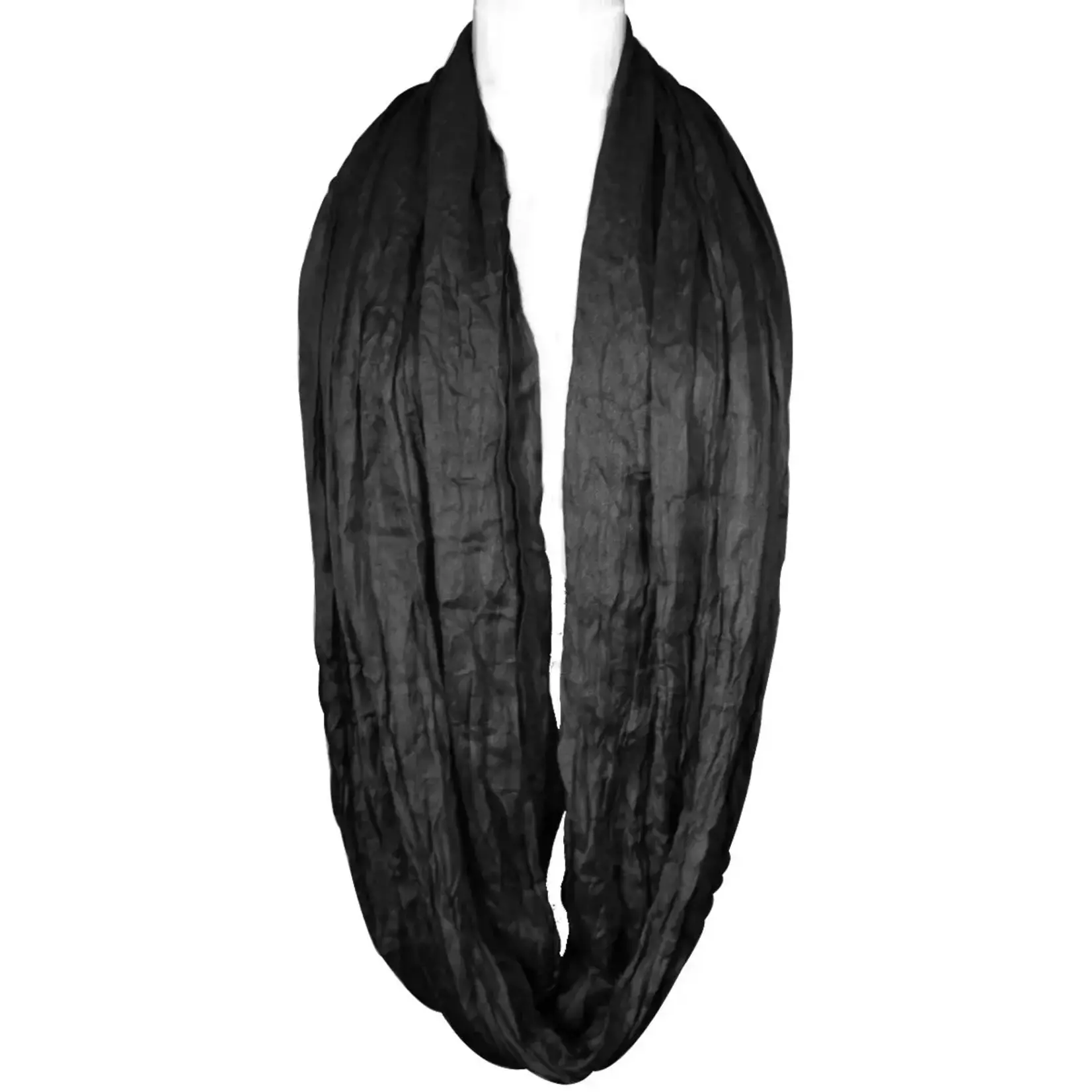 Wrapables Lightweight Silky Soft Infinity Loop Scarf In Black