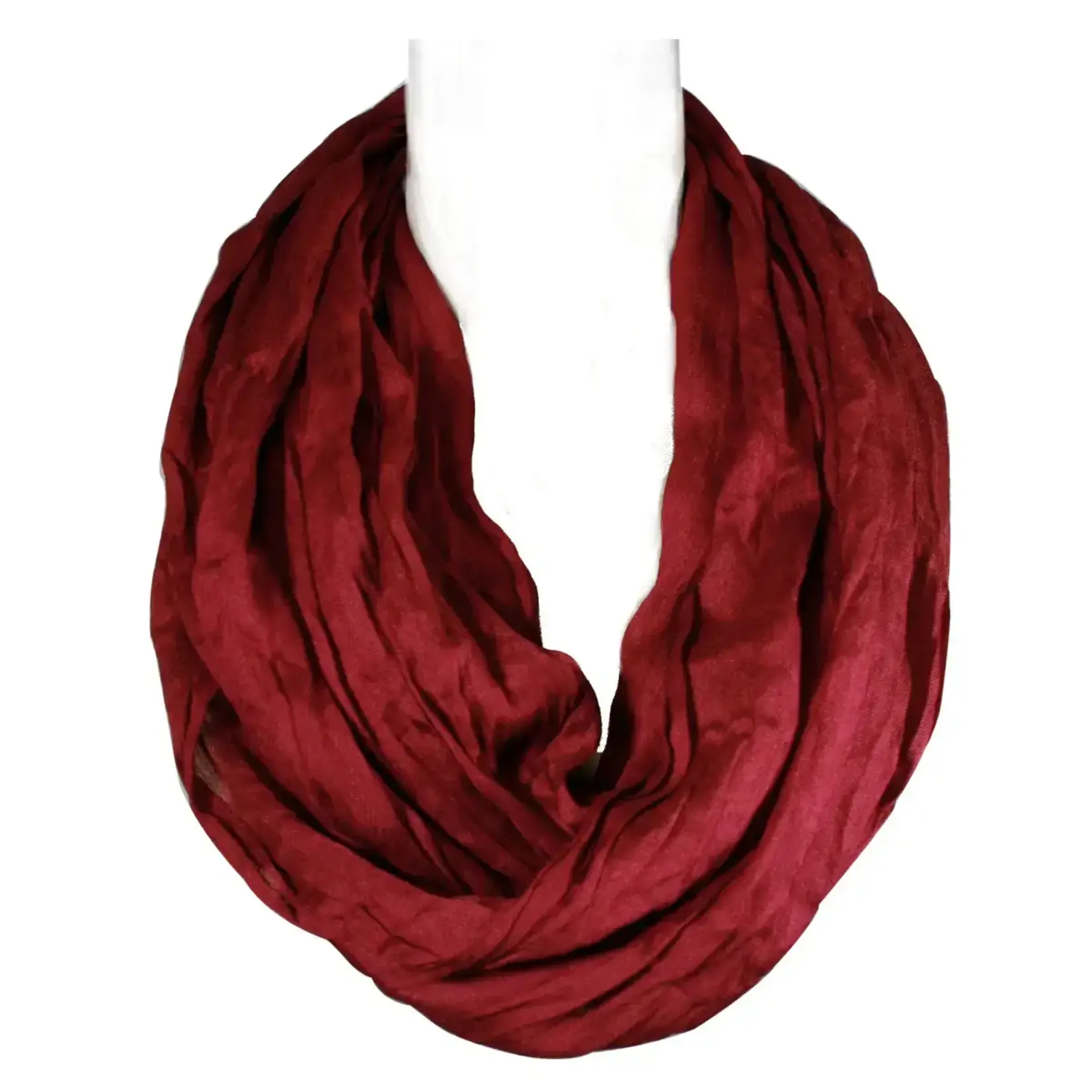 Wrapables Lightweight Silky Soft Infinity Loop Scarf In Burgundy