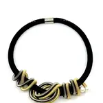 Sea Lily Black Wire Necklace with Chunky Twist & Pearls