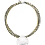 Sea Lily Gold, Silver, Bronze PW with Matte Silver Disc Necklace
