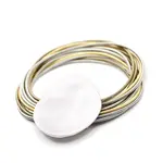 Sea Lily Gold, Silver, Bronze PW with Matte Silver Disc Bracelet