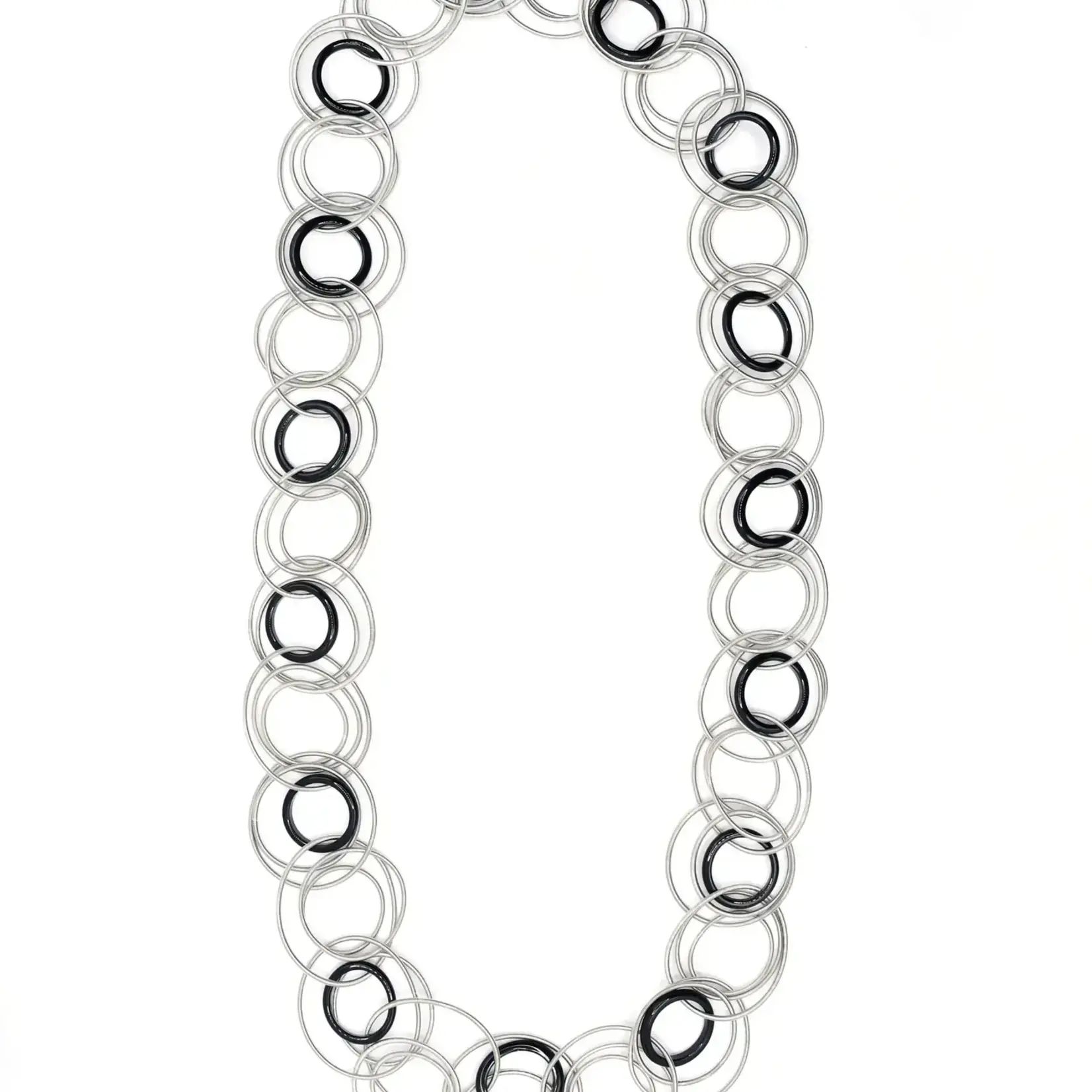 Sea Lily Silver PW Rings with Black Onyx Long Necklace