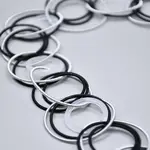 Sea Lily Silver/Black PW Rings with Clear Rings Long Necklace