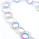Sea Lily Silver PW Rings with Thicker Rainbow Irridescent Wire Ring Long Necklace