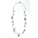 Sea Lily Long Steel Necklace with Bronze, Silver, and Slate Rings