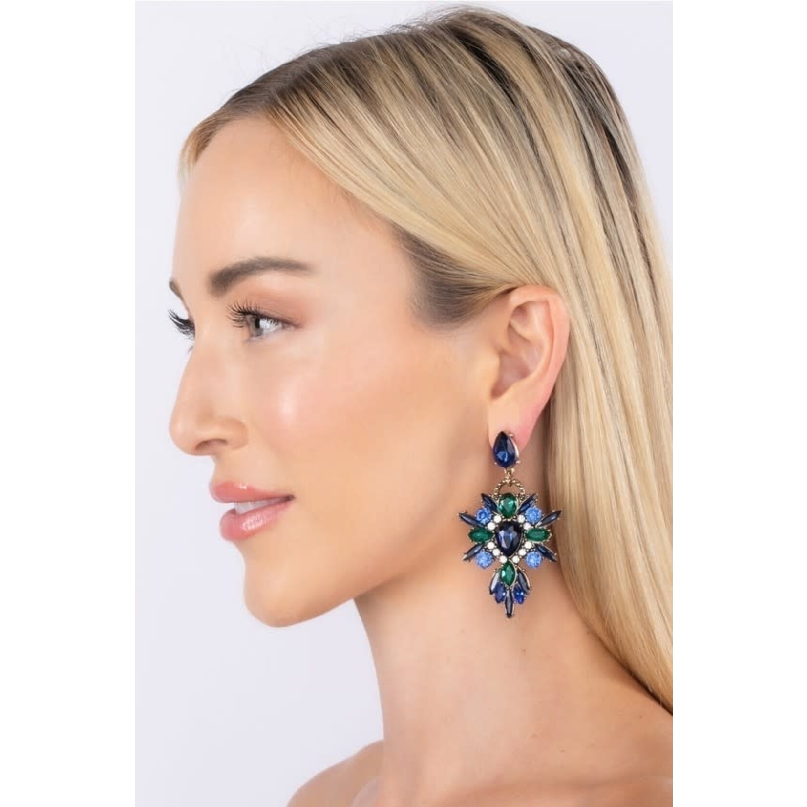 Eye Candy Los Angeles Gala Green Drop Earrings