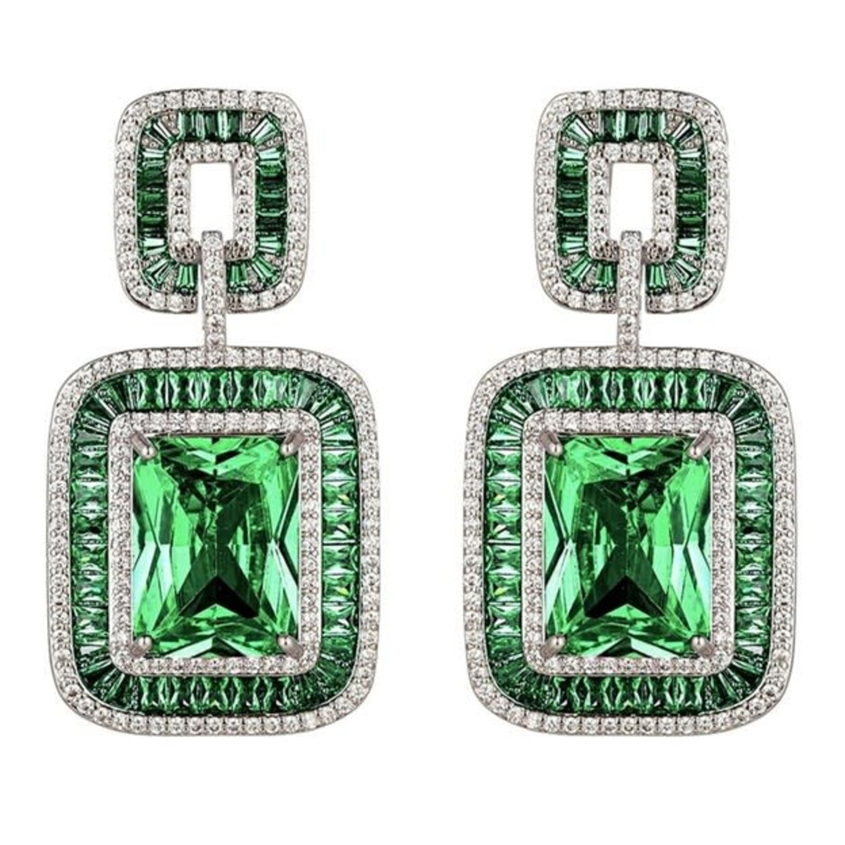 Eye Candy Los Angeles Lea Green Cz Dangle Earrings
