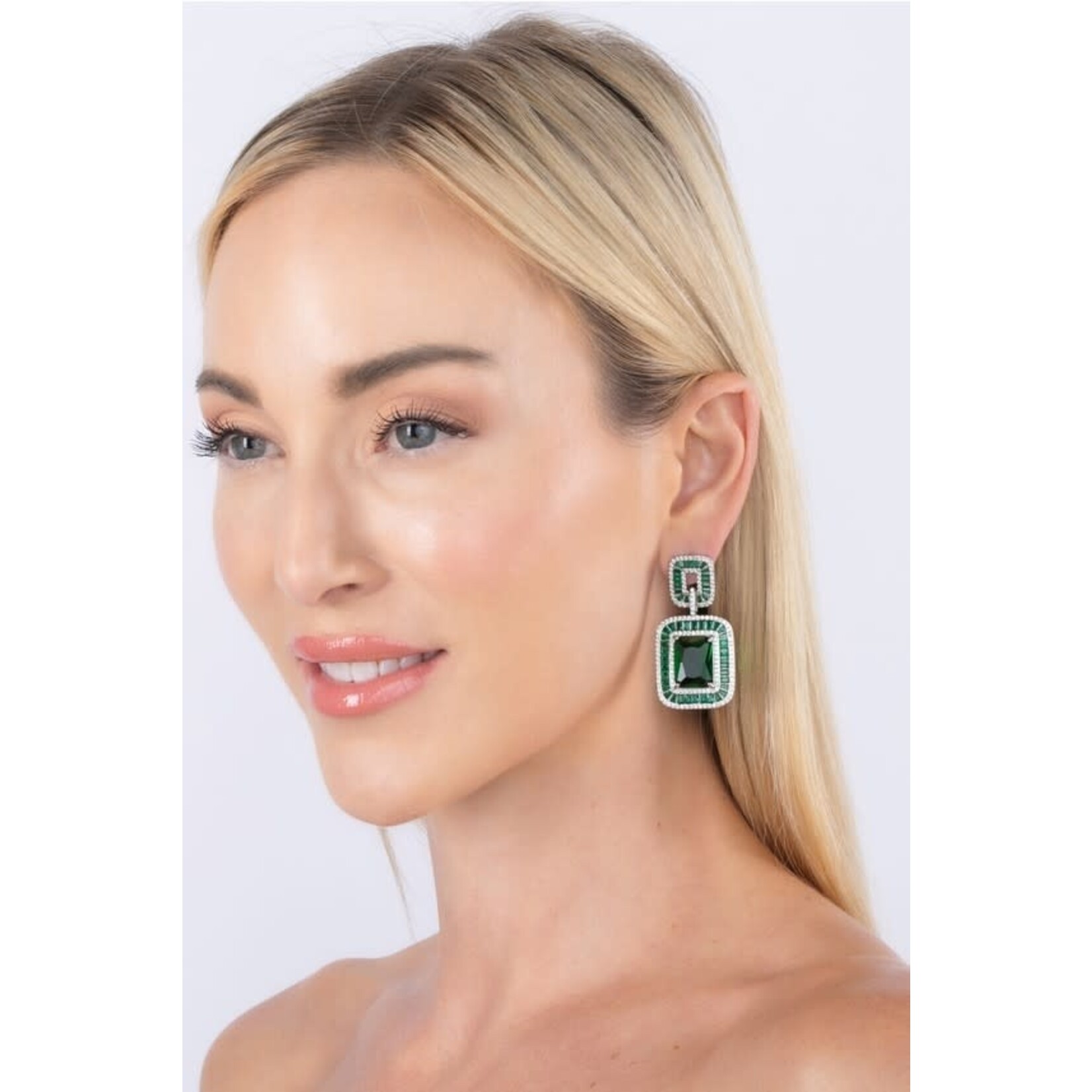 Eye Candy Los Angeles Lea Green Cz Dangle Earrings
