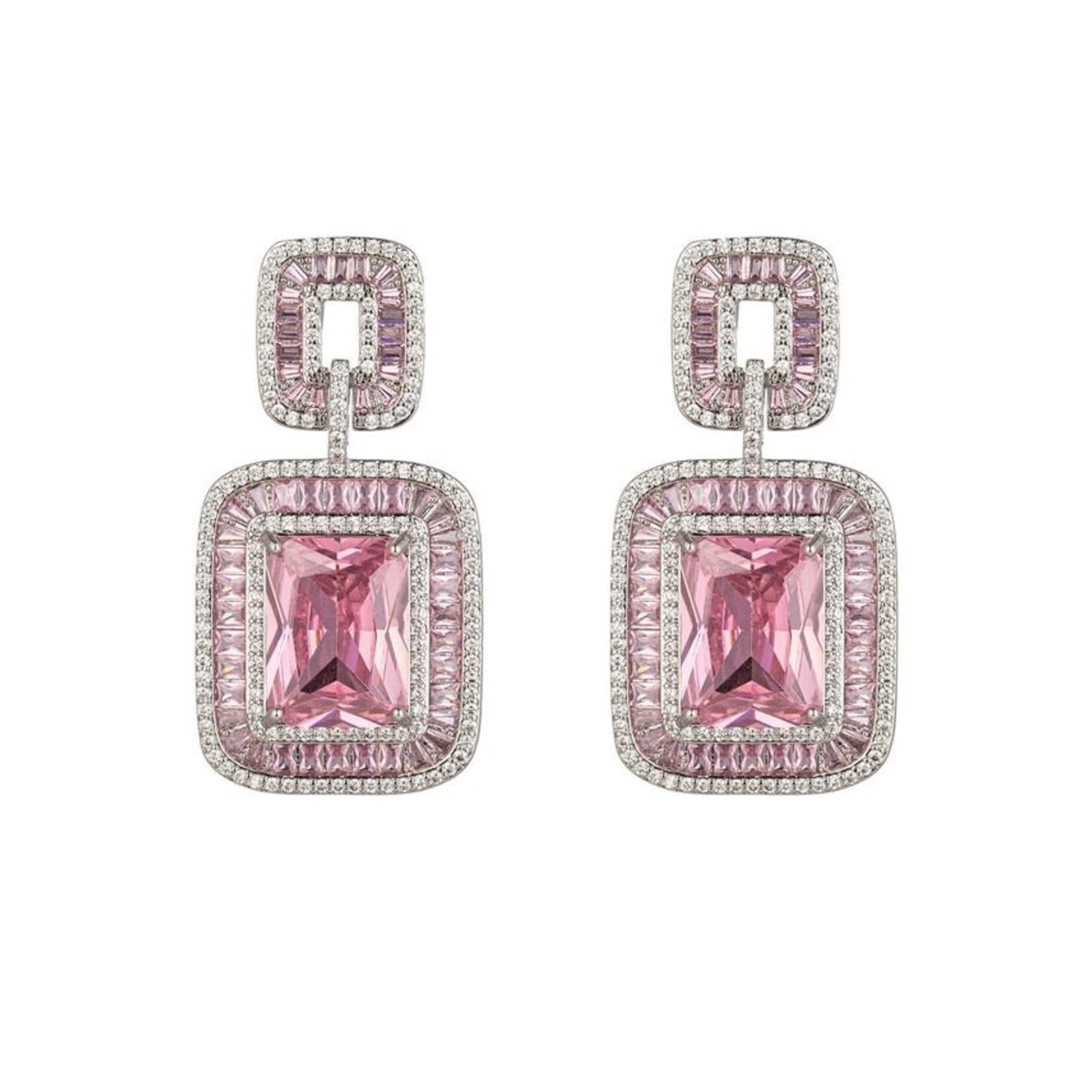 Eye Candy Los Angeles Rose Pink Cz Dangle Earrings