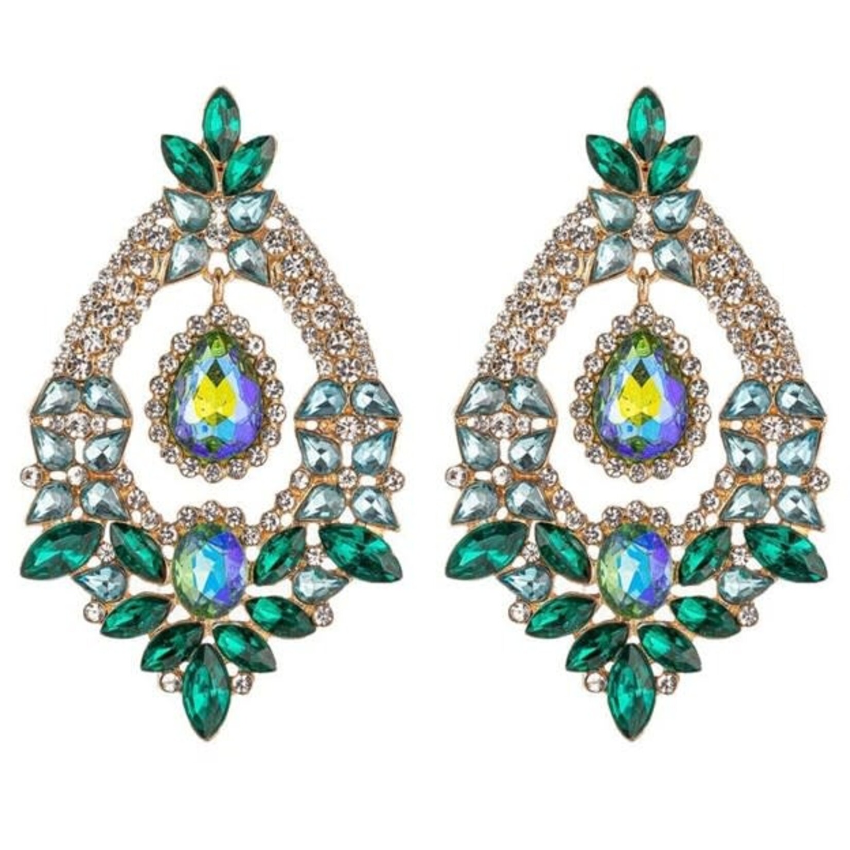 Eye Candy Los Angeles Royal Green Drop Earrings
