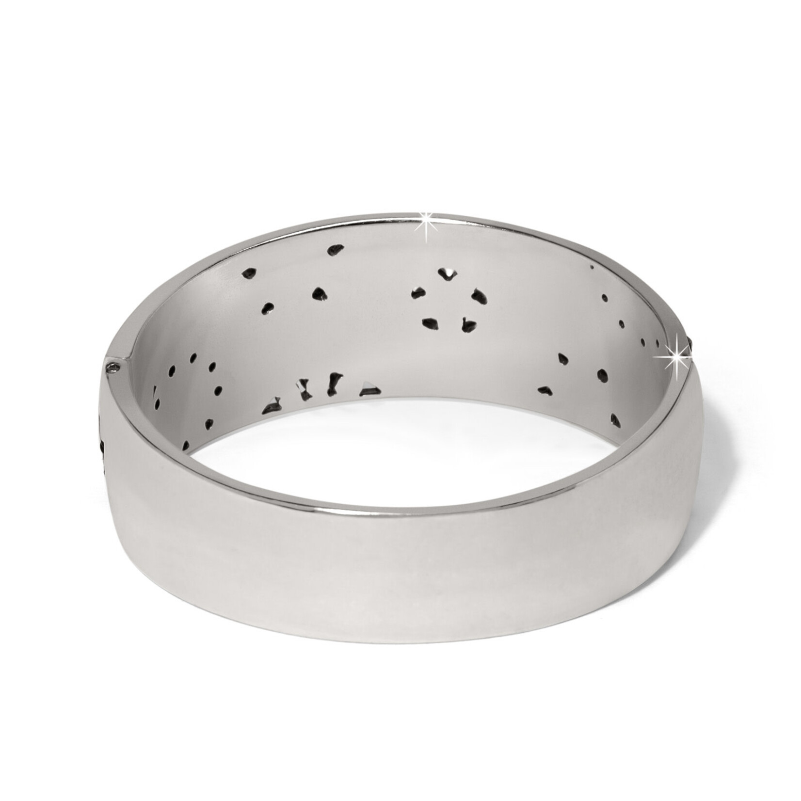 Brighton Flora Silver Wide Hinged Bangle Bracelet
