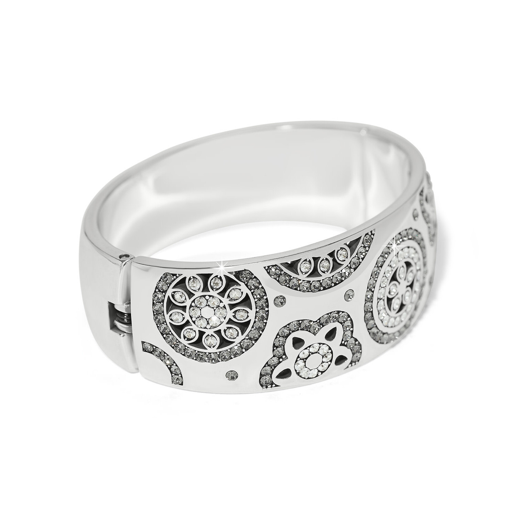 Brighton Flora Silver Wide Hinged Bangle Bracelet