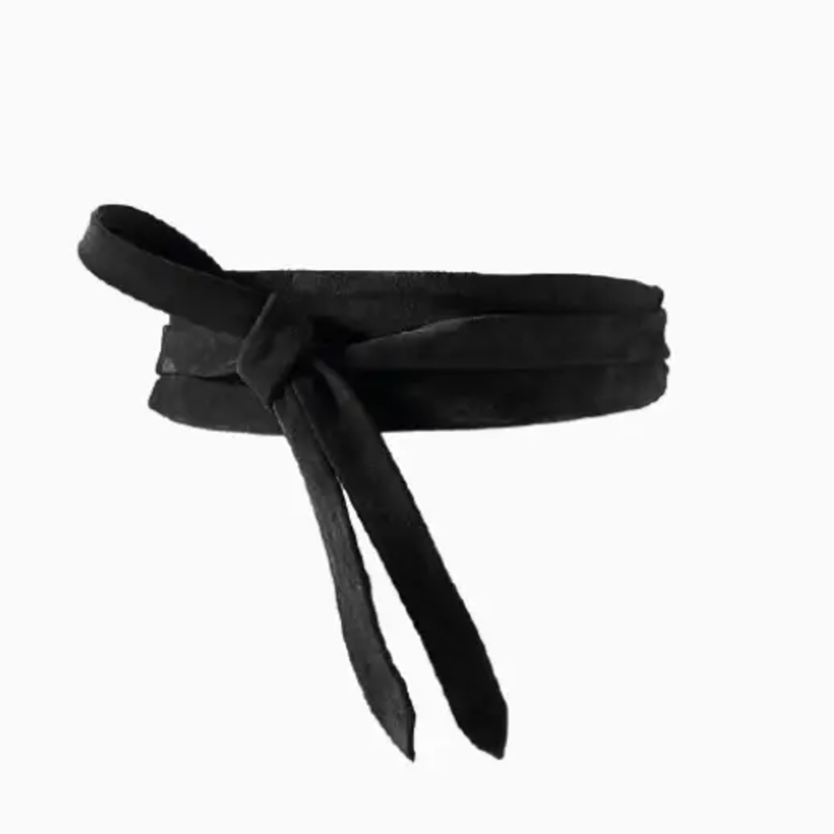 ADA Suede Leather Wrap Belt in Black
