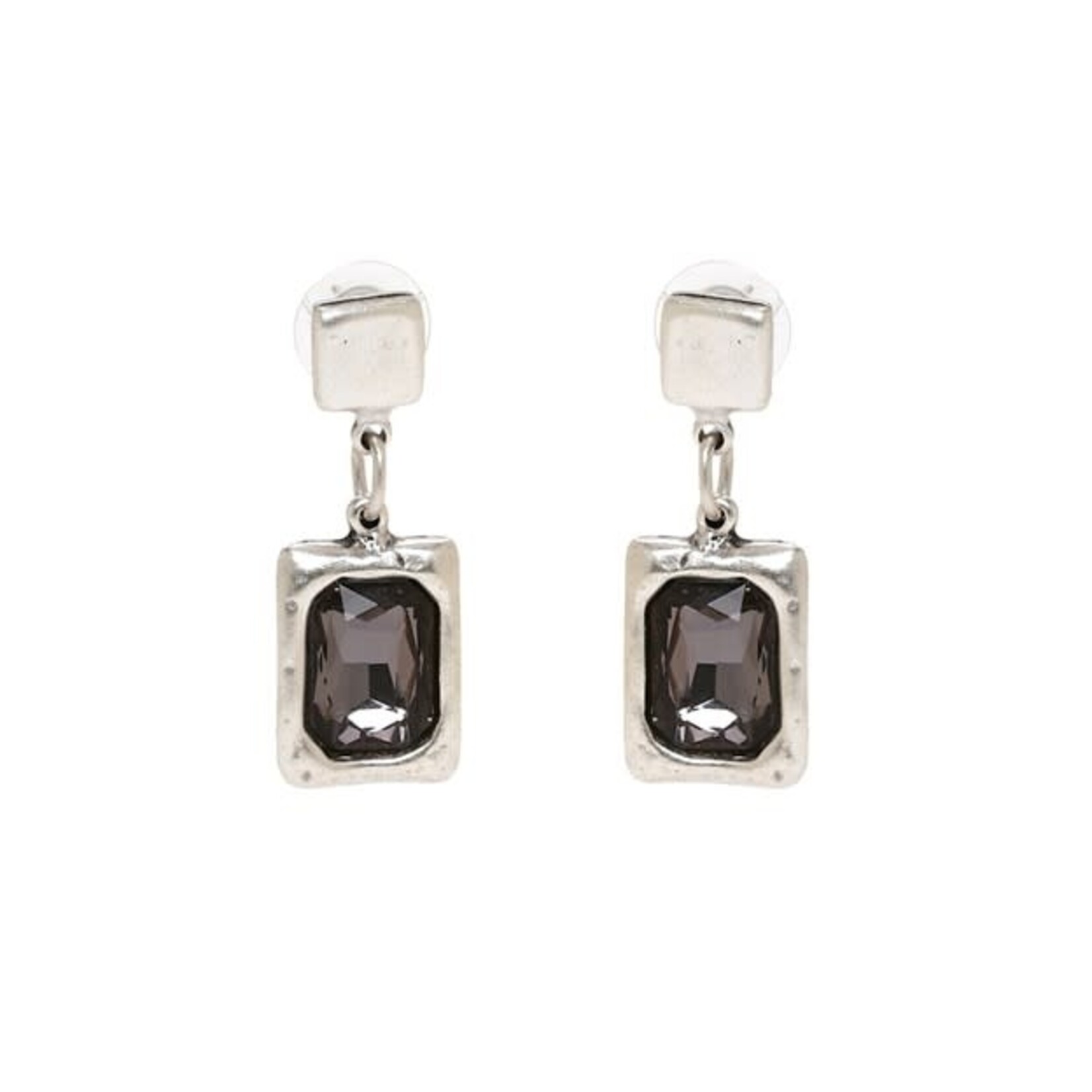 Chanour Black Crystal Pewter Drop Earrings