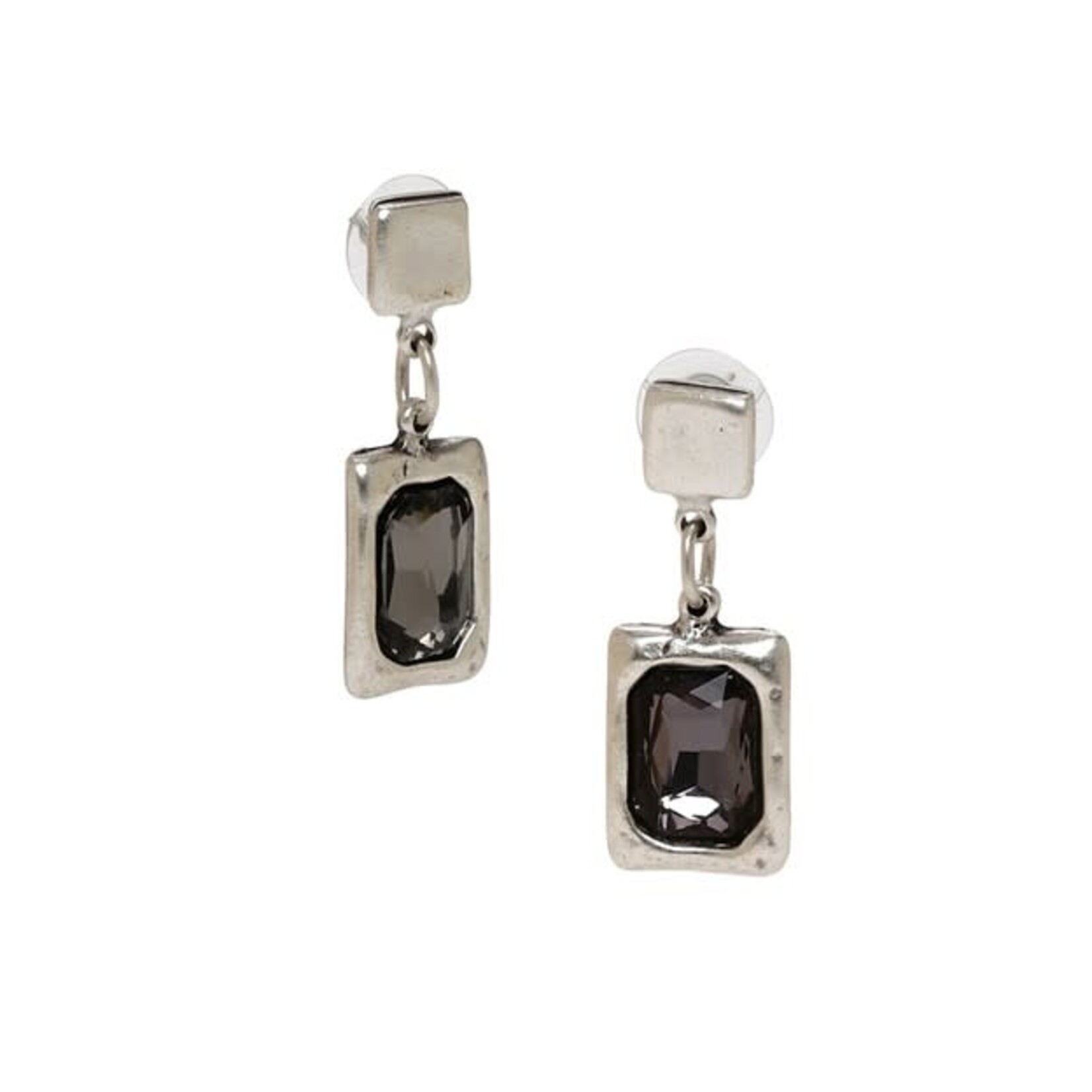 Chanour Black Crystal Pewter Drop Earrings