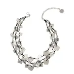 Chanour Multi Strand Squares Pewter/Silver Plated Necklace