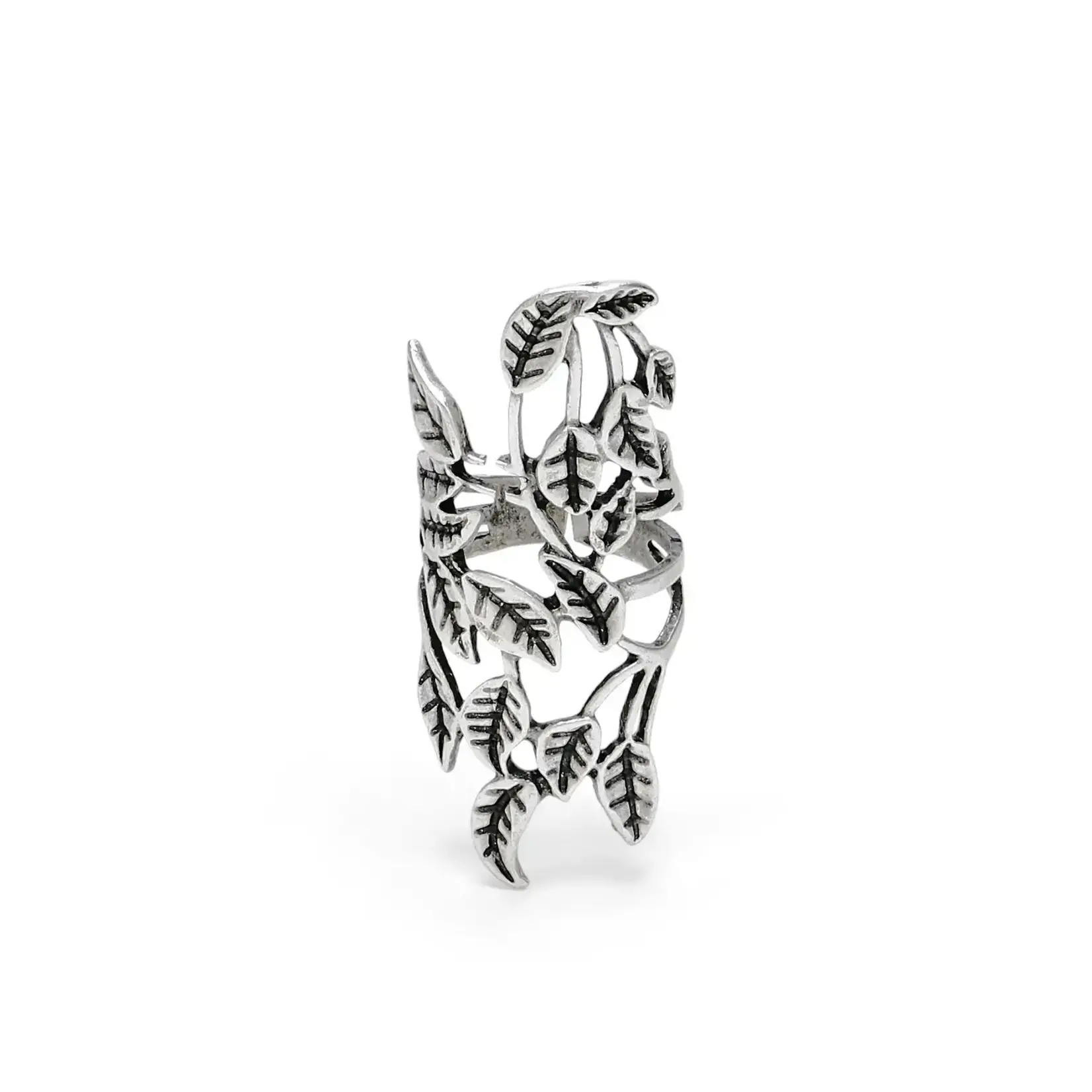 Chanour Handmade Brass/Silver Plate Entwined Leaves Ring OS