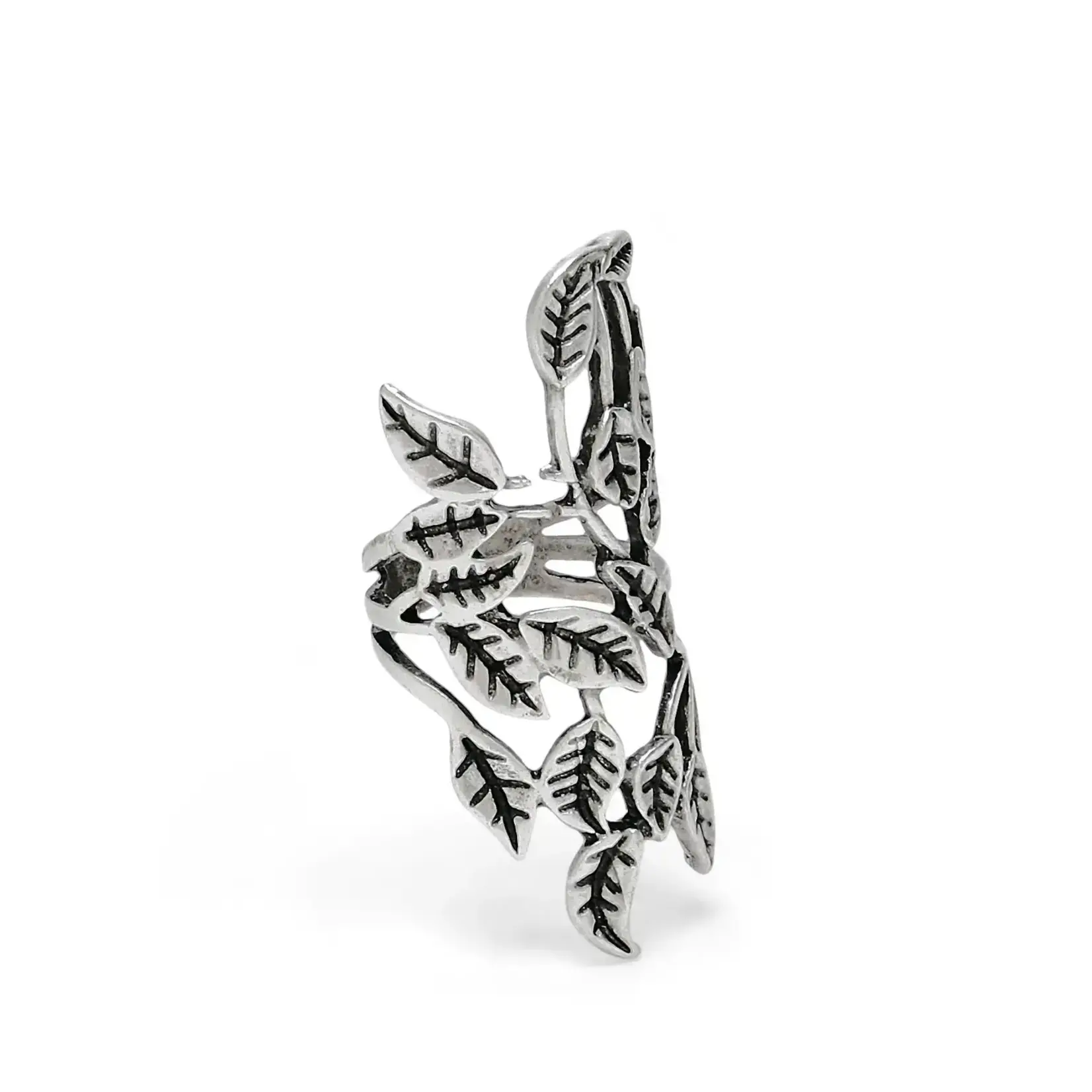 Chanour Handmade Brass/Silver Plate Entwined Leaves Ring OS