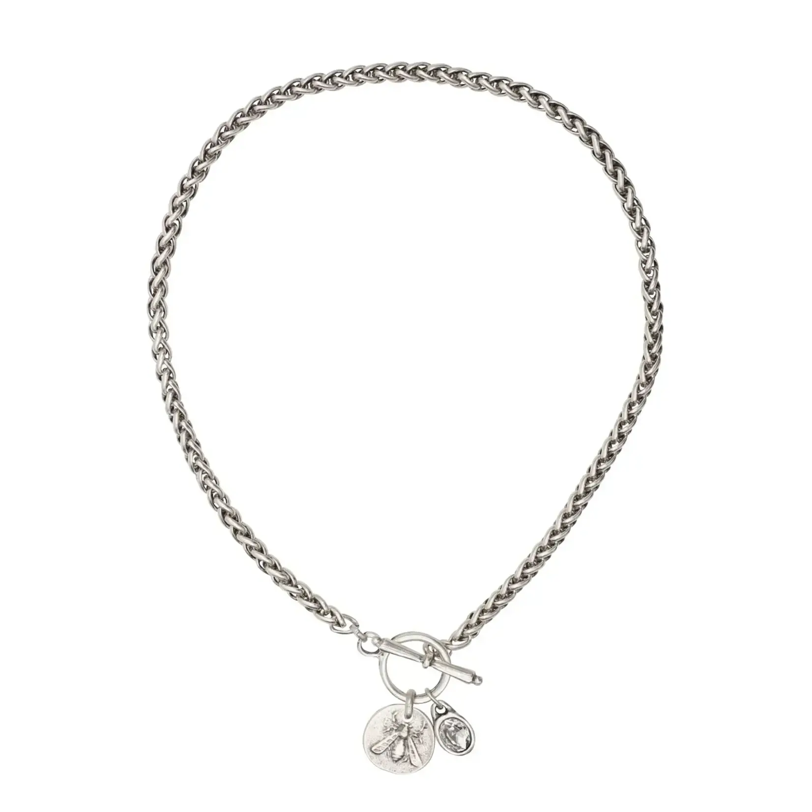 Chanour Handmade Pewter/Slvr Plated  Bee Toggle Necklace