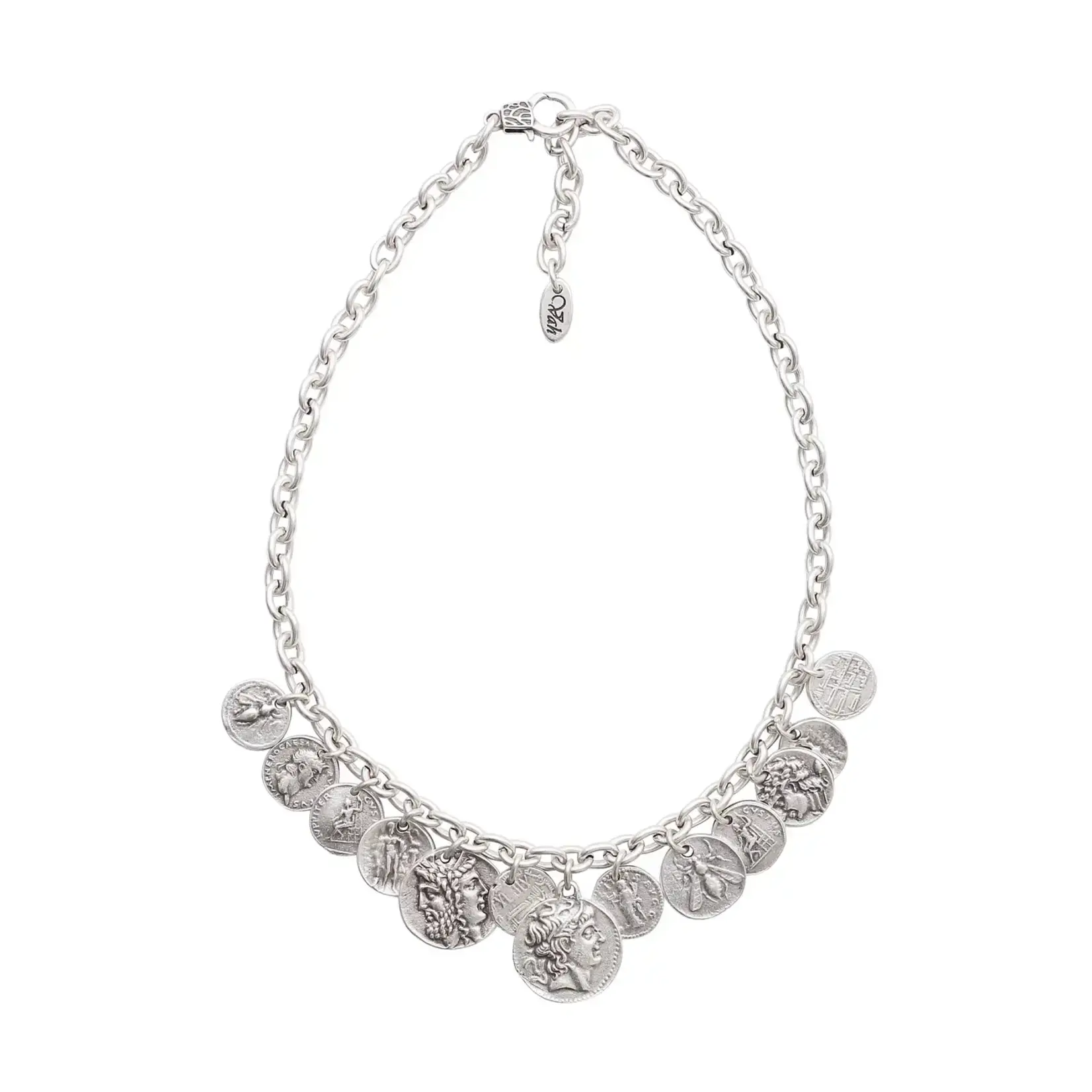 Chanour Handmade Pewter/Slvr Plated Coins Necklace
