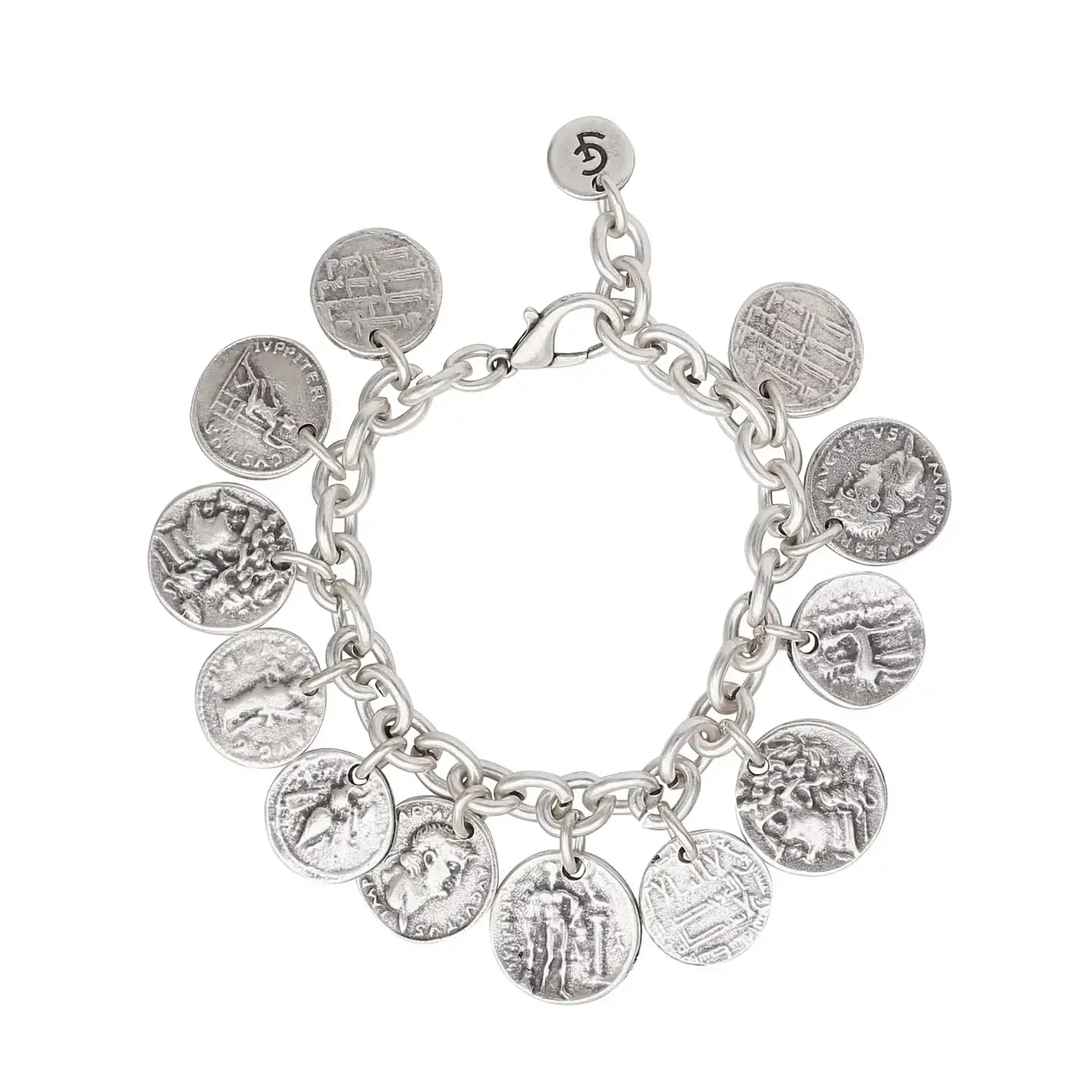 Chanour Handmade Pewter/Slvr Plated Coins Bracelet
