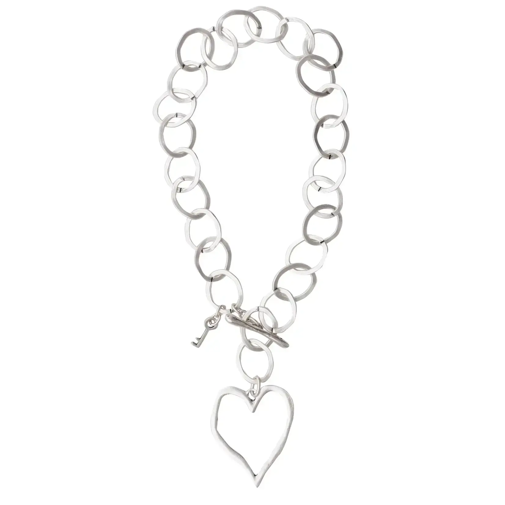 Chanour Handmade Heart Pewter/Slvr Plated Necklace