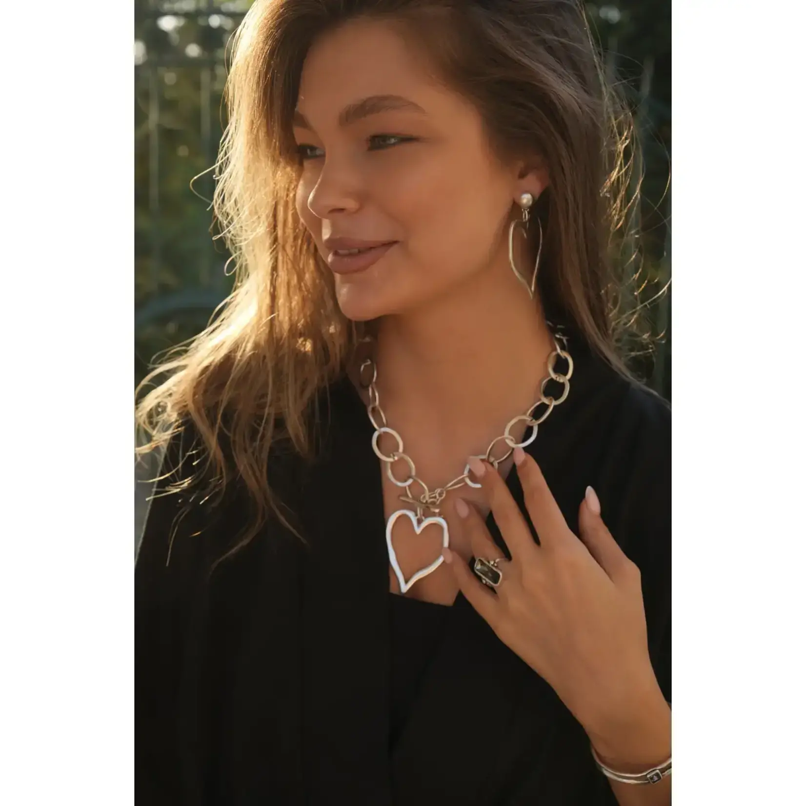 Chanour Handmade Heart Pewter/Slvr Plated Necklace