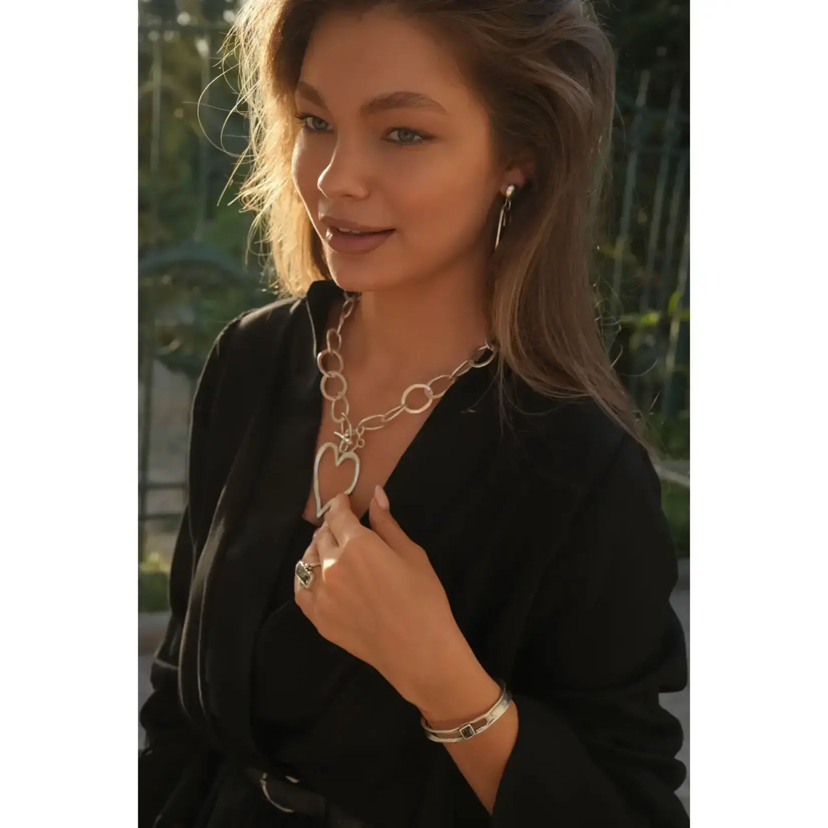 Chanour Handmade Heart Pewter/Slvr Plated Necklace
