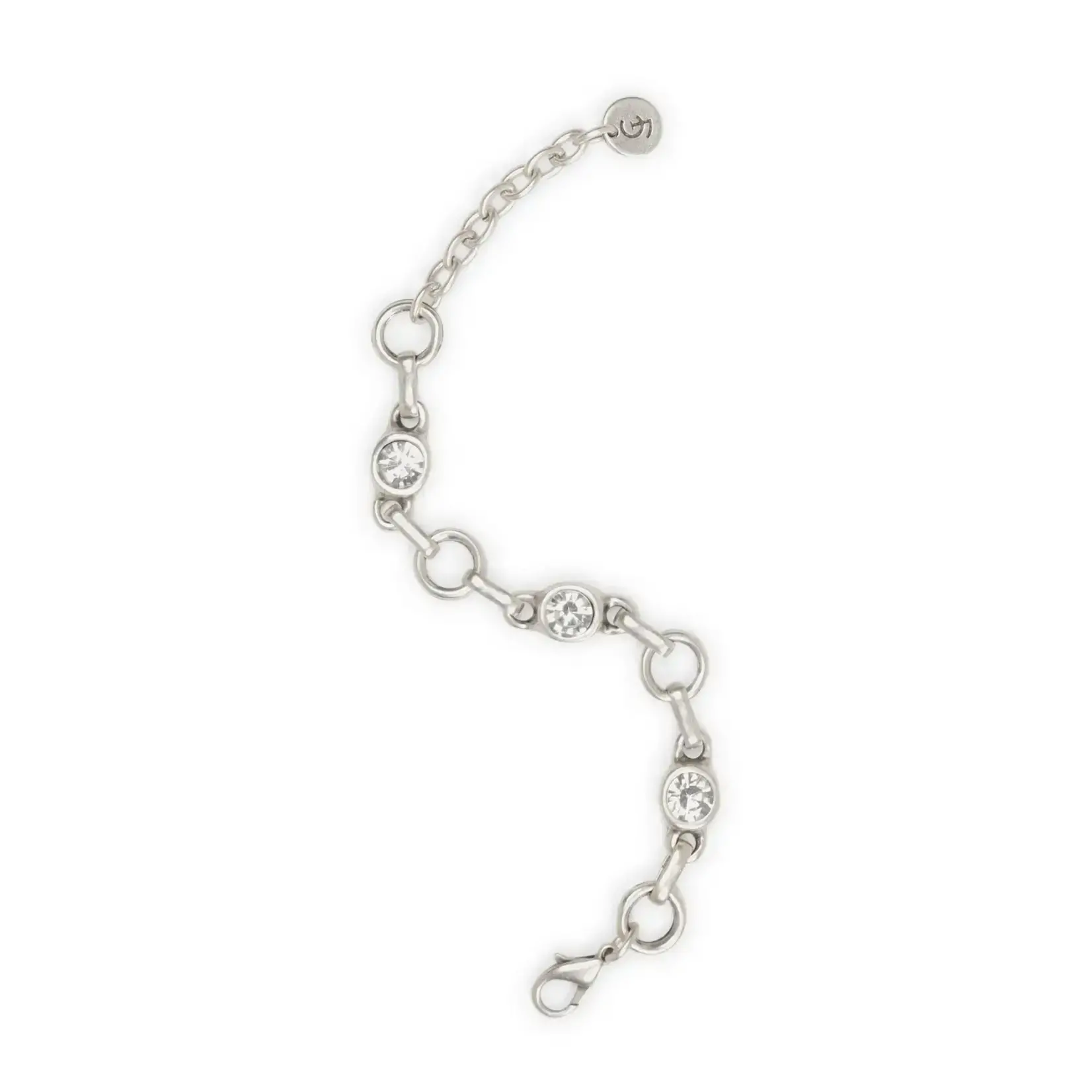 Chanour Handmade Pewter/Slvr Plated Link Bracelet w/Crystals