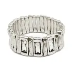 Chanour Handmade Pewter/Slvr Plated 3 Crystal Stretch Bracelet