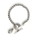 Chanour Handmade Pewter/Slvr Plated Snake Bracelet w/Toggle & Crystal