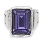 Chanour Handmade Brass/Slvr Plated Ring w/Purple Crystal