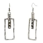 Chanour Handmade Pewter/Slvr Plated Rectangle & Dots Earrings