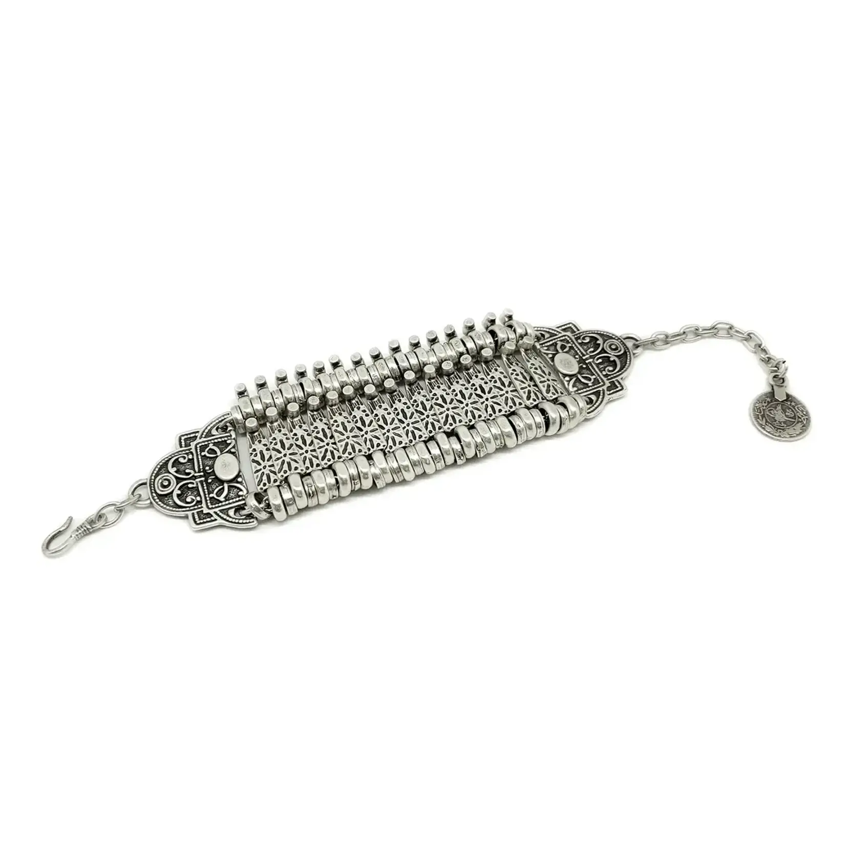 Chanour Handmade Pewter/Slvr Plated Detailed Bracelet