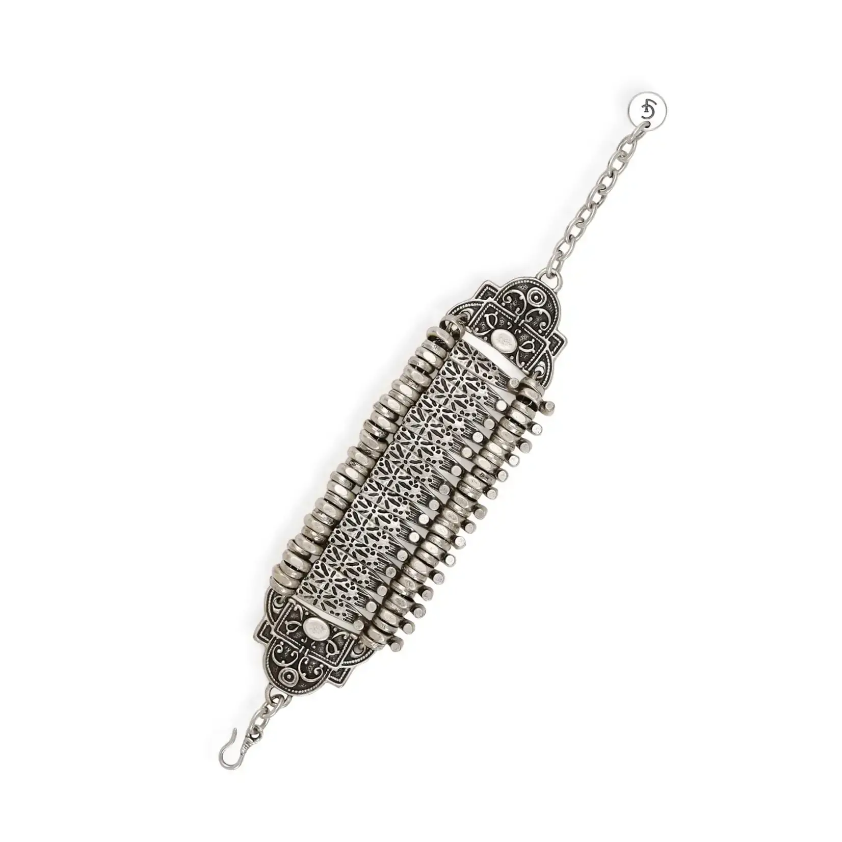 Chanour Handmade Pewter/Slvr Plated Detailed Bracelet