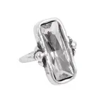 Chanour Handmade Adjustable Pewter Rectangle Ring w/Crystal