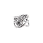 Chanour Criss Cross Brass/Slvr Plated Ring w/ 2 Crystals