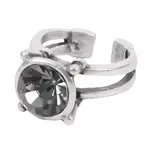 Chanour Large Smokey Crystal Solitaire Brass/Slvr Plated Ring