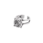 Chanour Large Crystal Solitaire Brass/Slvr Plated Ring