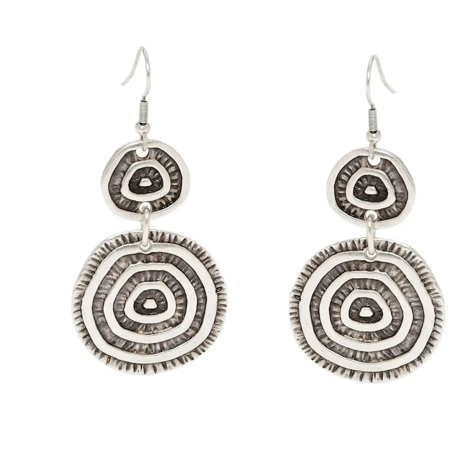 Chanour Handmade Pewter/Slvr Plated  Circle Earrings