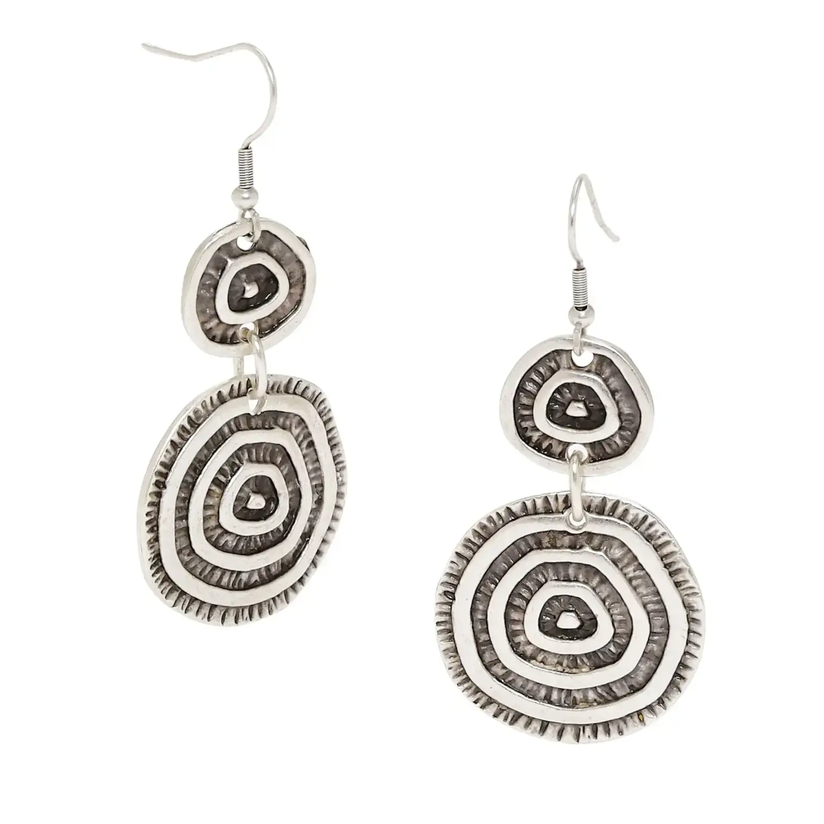 Chanour Handmade Pewter/Slvr Plated  Circle Earrings