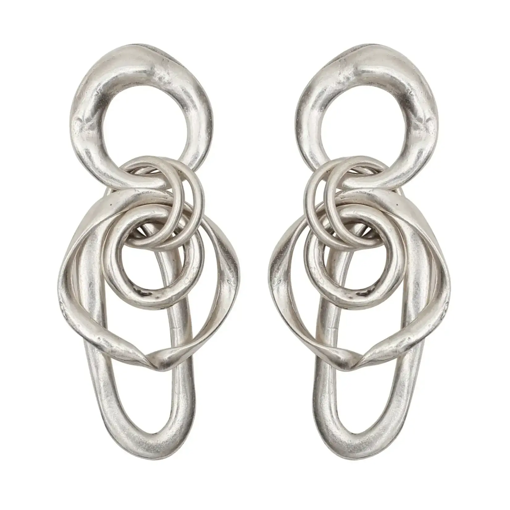 Chanour Handmade Pewter/Slvr Plated Multi Loop Earrings