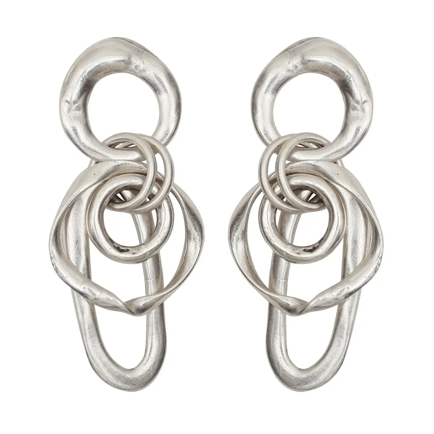 Chanour Handmade Pewter/Slvr Plated Multi Loop Earrings
