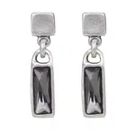 Chanour Handmade Smokey Crystal Pewter/Slvr Plated Drop Earrings