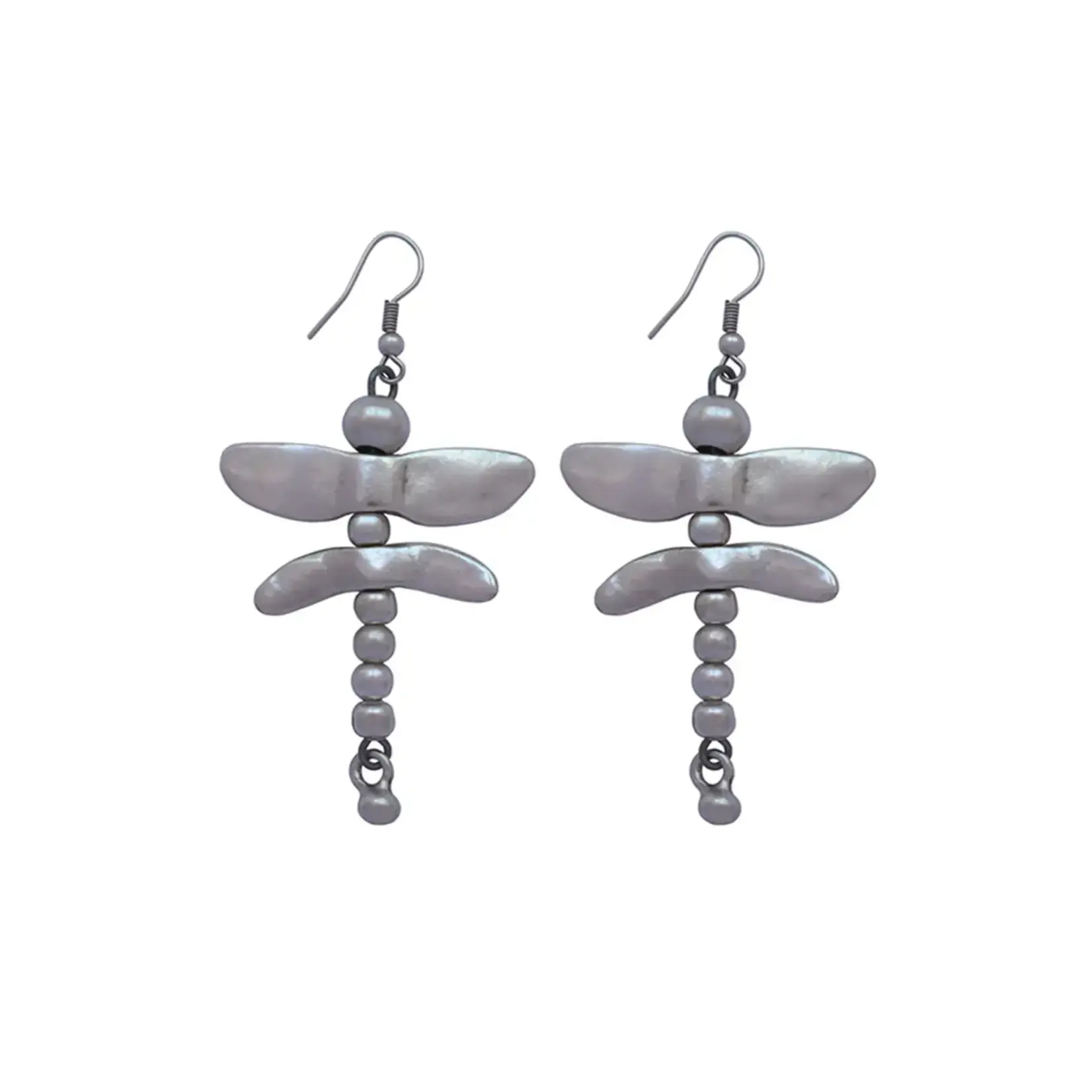 Chanour Handmade Dragonfly Pewter/Slvr Plated Earrings