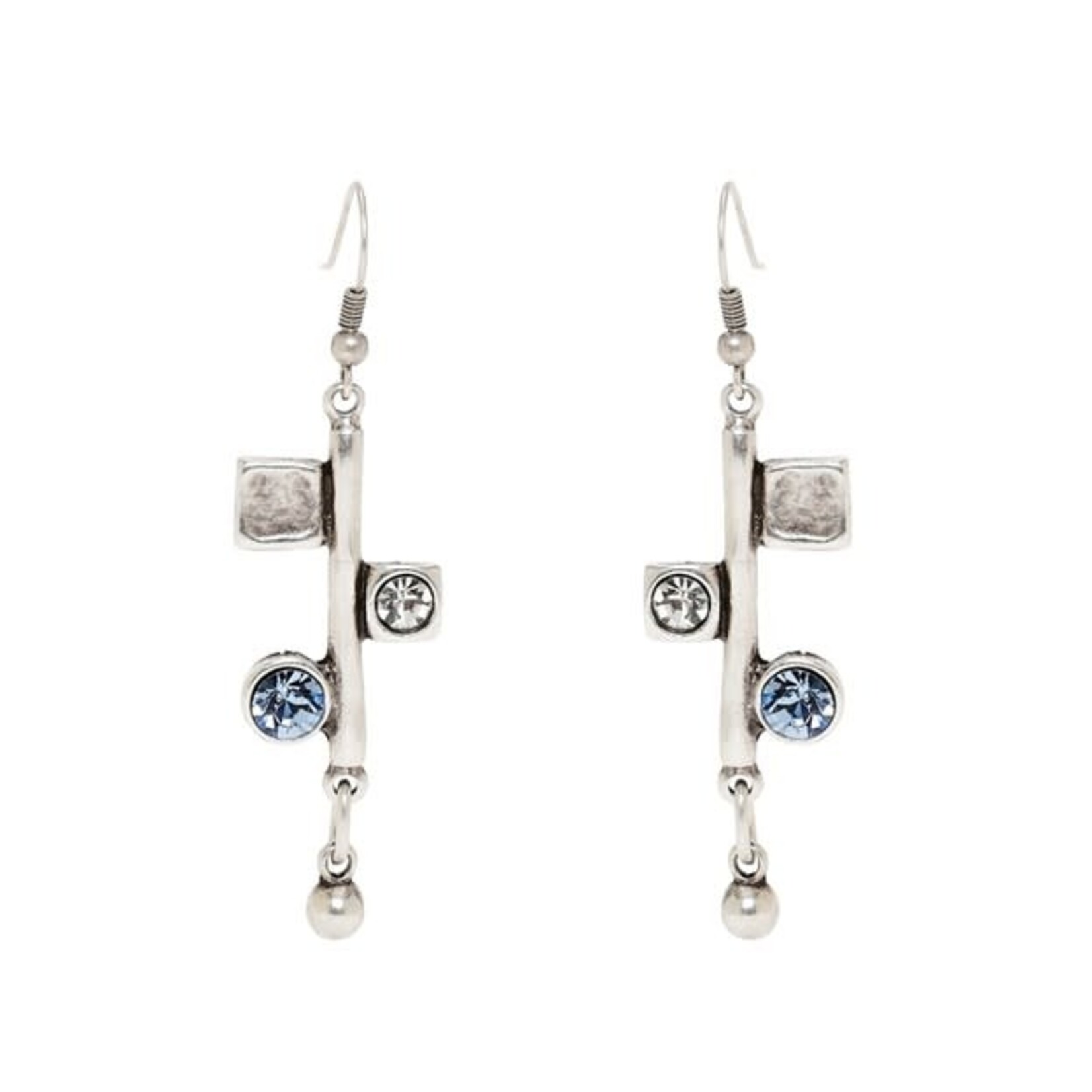 Chanour Geometric Multi Crystal Pewter Earrings