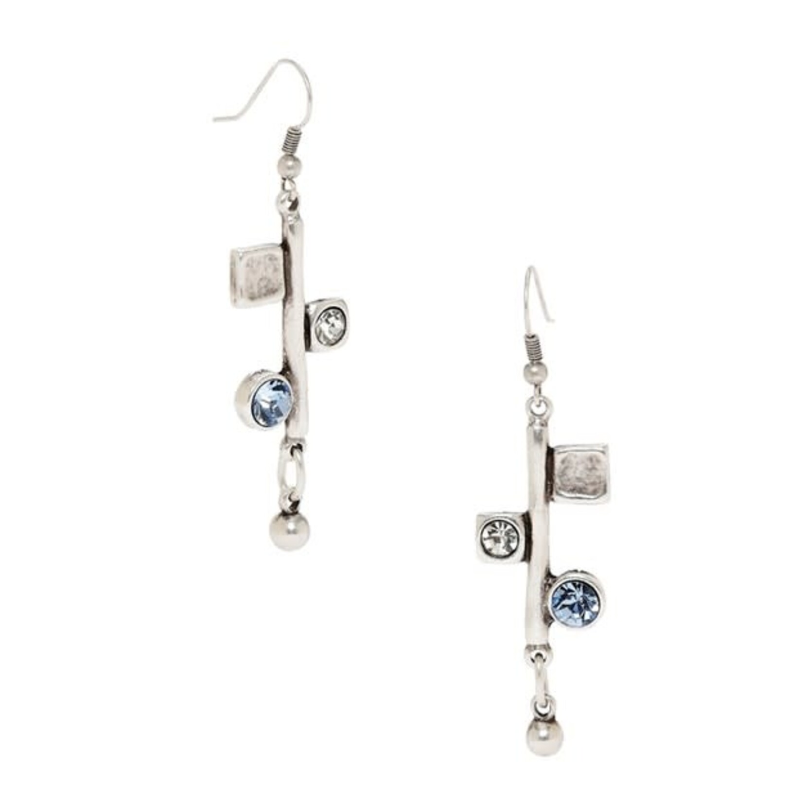 Chanour Geometric Multi Crystal Pewter Earrings