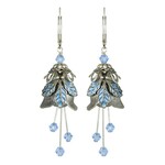 NoMonet Flower Fairy Rose Flower Earrings in Silver & Blue