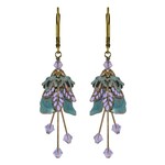 NoMonet Flower Fairy Rose Flower Earrings in Verdigris & Lavender
