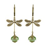 NoMonet Fairyland Dragonfly Daze Earrings in Gold & Green